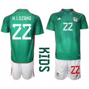 Mexiko Hirving Lozano #22 kläder Barn VM 2022 Hemmatröja Kortärmad (+ korta byxor)